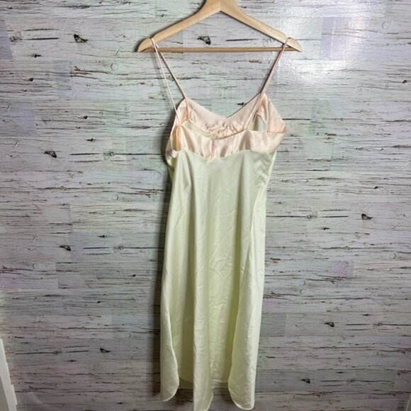 Vintage chasilk yellow pink size medium butterfly Spaghetti Strap Nightgown - Picture 8 of 8